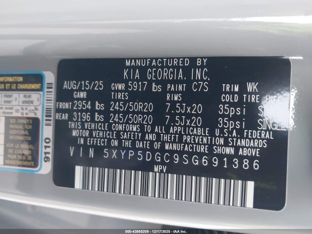 5XYP5DGC9SG691386 KIA Telluride Sx Prestige X-line