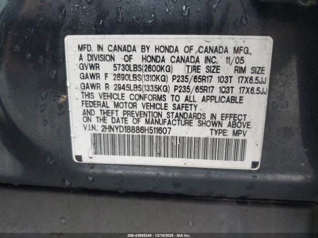 2006 ACURA MDX 2HNYD18886H511607 Photo 8