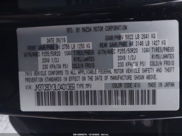 2020 MAZDA CX-9 JM3TCBDY3L0401389 Photo 8