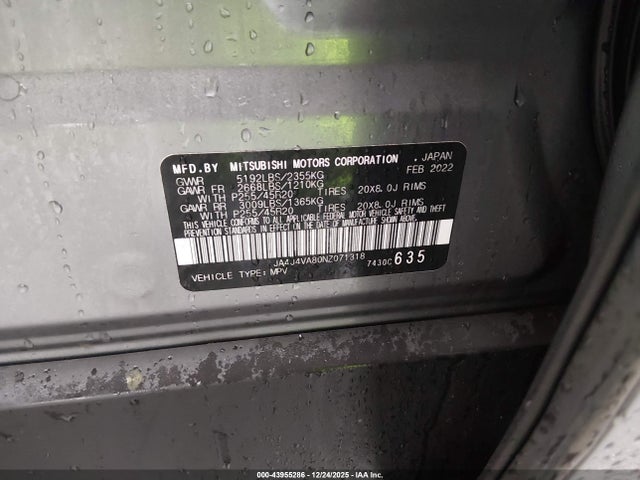 2022 MITSUBISHI OUTLANDER JA4J4VA80NZ071318 Photo 8