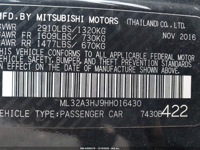 2017 MITSUBISHI MIRAGE ML32A3HJ9HH016430 Photo 8