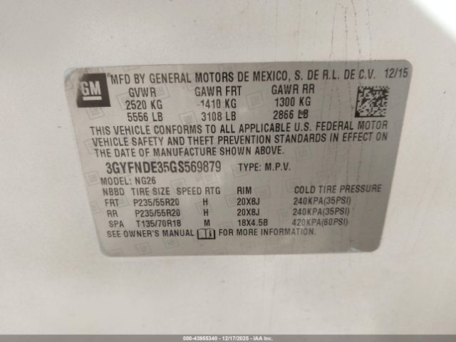 2016 CADILLAC SRX 3GYFNDE35GS569879 Photo 8