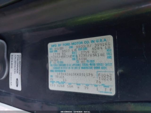 1989 FORD F250 1FTHX26G3KKB51579 Photo 8