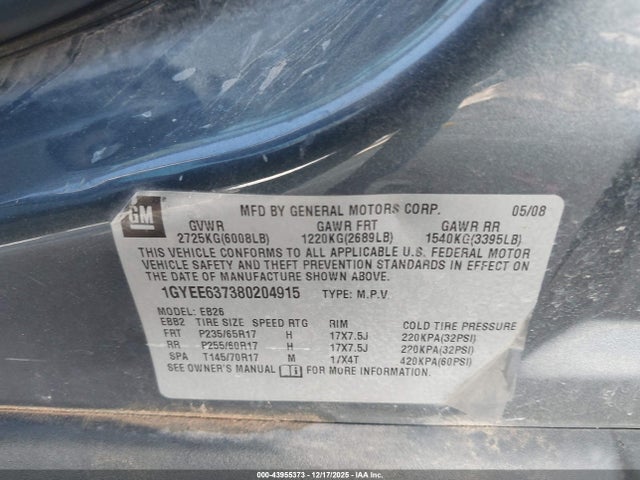 2008 CADILLAC SRX 1GYEE637380204915 Photo 8