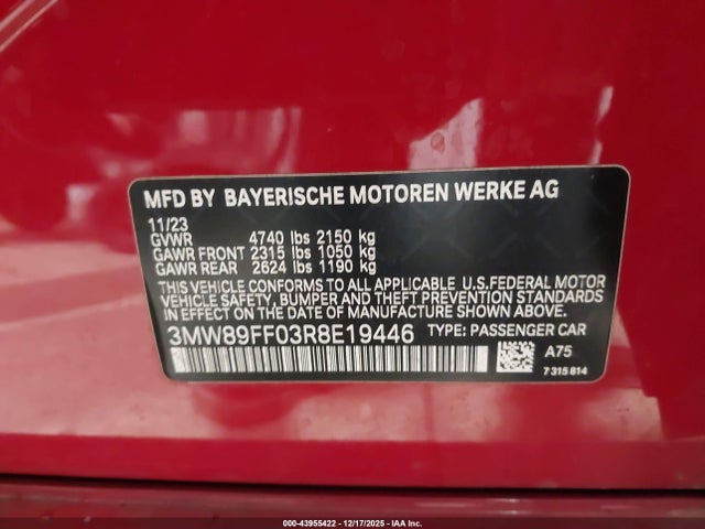 Продаж на аукціоні авто 2024 Bmw 330i Xdrive, vin: 3MW89FF03R8E19446, номер лоту: 43955422