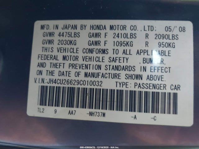 2009 ACURA TSX JH4CU26629C010032 Photo 8