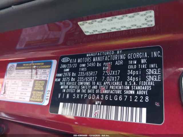 2020 KIA SORENTO 5XYPGDA36LG671228 Photo 8