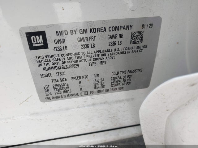 Aukcja sprzedaży 2020 Buick Encore Gx Fwd Select, vin: KL4MMDSL9LB098629, numer aukcji: 43955544