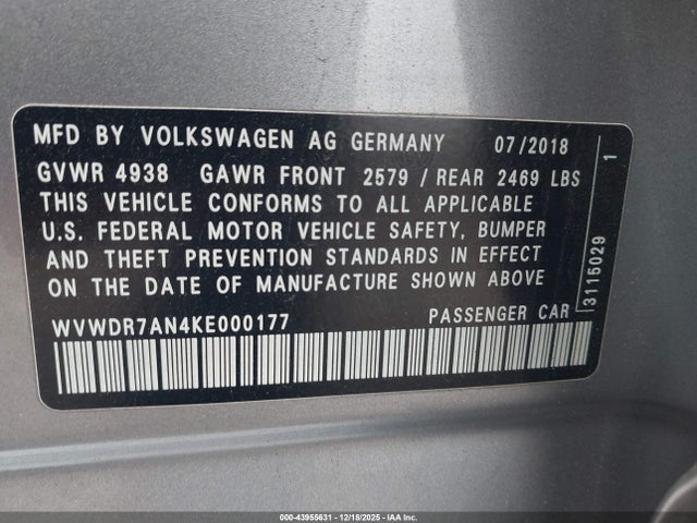 2019 VOLKSWAGEN ARTEON WVWDR7AN4KE000177 Photo 8