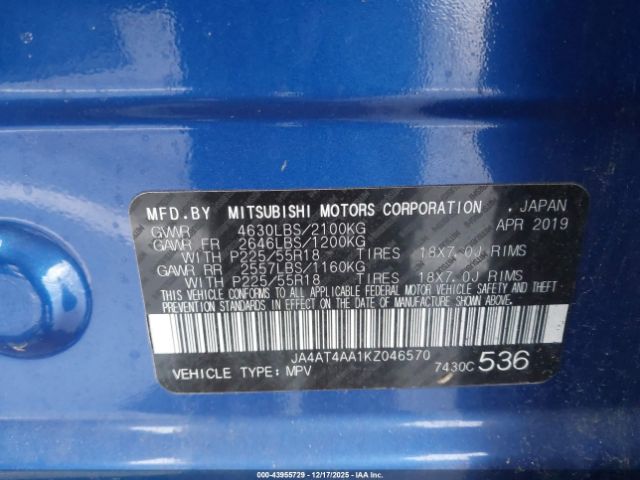 2019 MITSUBISHI ECLIPSE CROSS JA4AT4AA1KZ046570 Photo 8