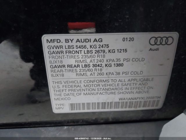 2020 AUDI Q5 WA1ANAFYXL2059794 Photo 8
