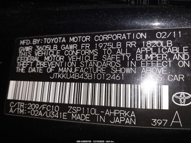 2011 SCION XD JTKKU4B43B1012461 Photo 8