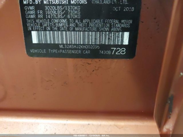 2019 MITSUBISHI MIRAGE ML32A5HJ2KH002095 Photo 8