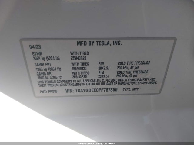 2023 TESLA MODEL Y 7SAYGDEE0PF767856 Photo 8