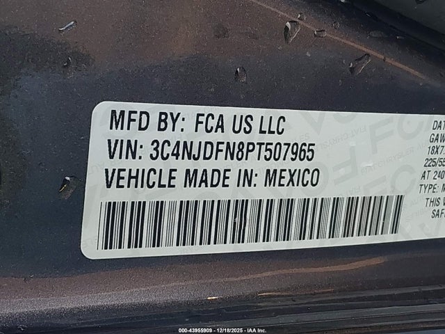 2023 Jeep Compass Latitude Lux Fwd მანქანა იყიდება აუქციონზე, vin: 3C4NJDFN8PT507965, აუქციონის ნომერი: 43955909