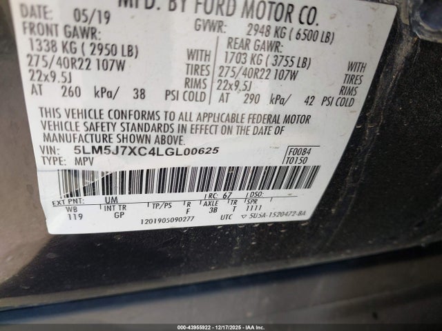 2020 LINCOLN AVIATOR 5LM5J7XC4LGL00625 Photo 8