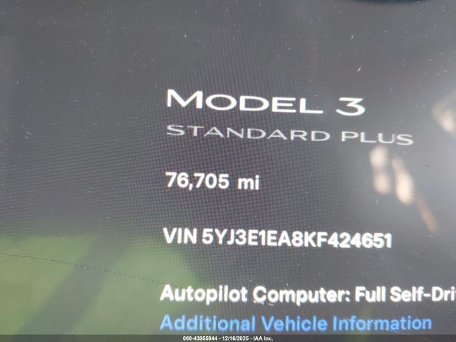 Tesla MODEL 3 2019 5YJ3E1EA8KF424651 Image 14