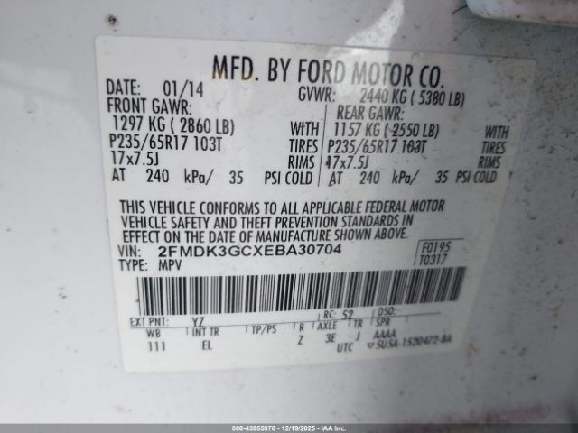 2014 FORD EDGE 2FMDK3GCXEBA30704 Photo 8