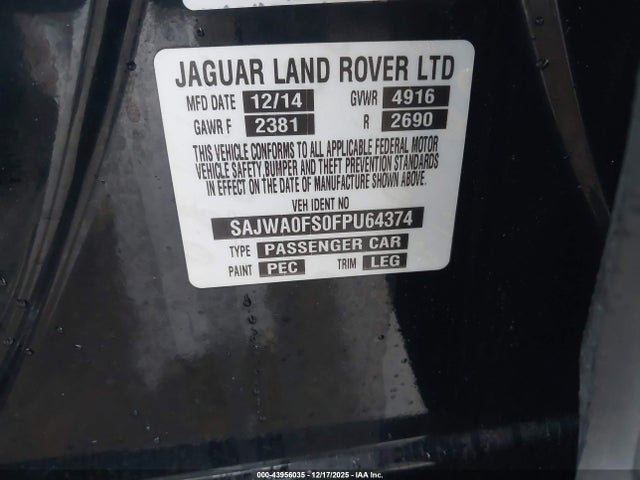 2015 JAGUAR XF SAJWA0FS0FPU64374 Photo 8