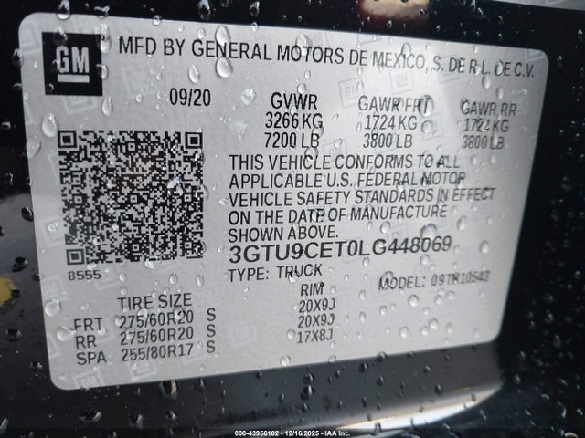 3GTU9CET0LG448069 GMC Sierra 1500 4wd Short Box Elevation