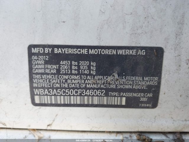 2012 BMW 328I WBA3A5C50CF346062 Photo 8