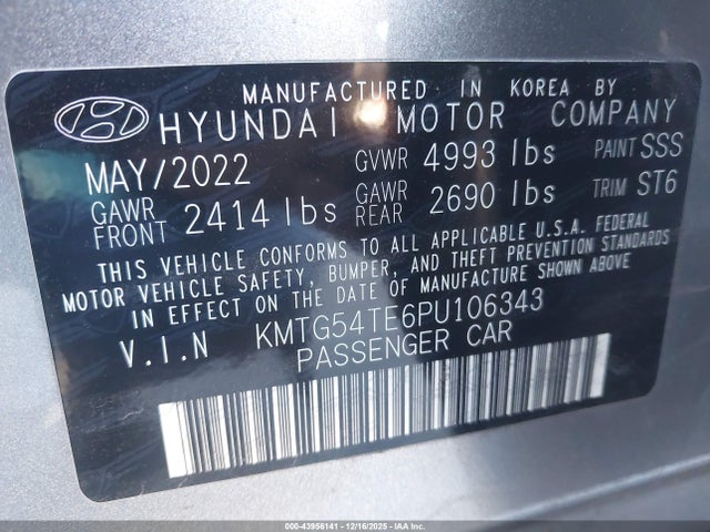 43956141 :رقم المزاد ، KMTG54TE6PU106343 vin ، 2023 Genesis G70 3.3t Awd مزاد بيع
