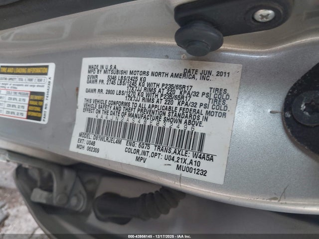 2011 MITSUBISHI ENDEAVOR 4A4JN2AS4BE032496 Photo 8