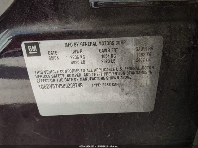 2008 CADILLAC CTS 1G6DV57V580209749 Photo 8