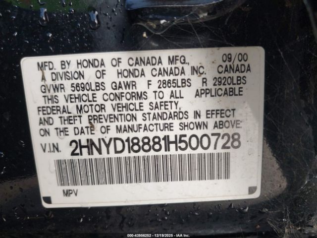 2001 ACURA MDX 2HNYD18881H500728 Photo 8