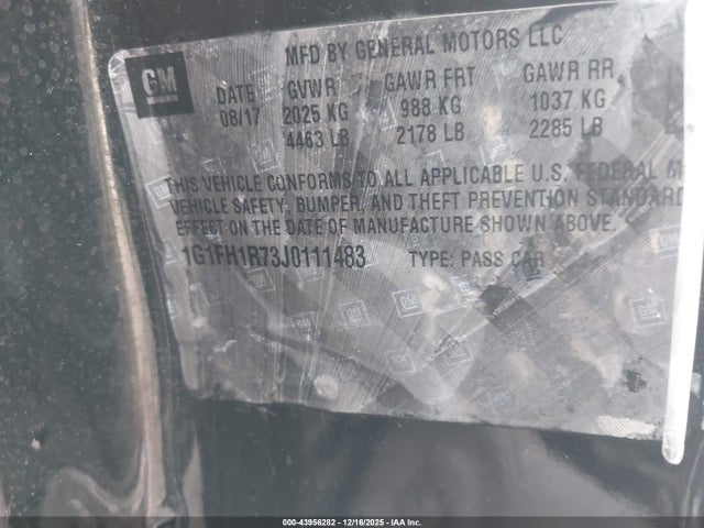 Chevrolet lt1 - direct injection, afm, variable valve timing, high output, alum 2018 1G1FH1R73J0111483 Image 9