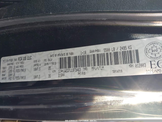 1C4HJWEG7JL873463 Jeep Wrangler Jk Unlimited Sahara