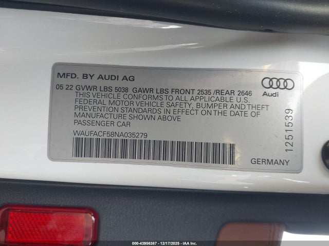 2022 AUDI A5 SPORTBACK WAUFACF58NA035279 Photo 8