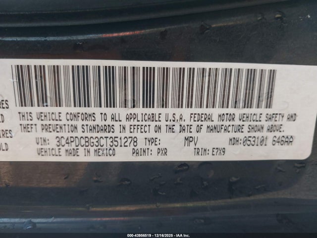Aukcja sprzedaży 2012 Dodge Journey Sxt, vin: 3C4PDCBG3CT351278, numer aukcji: 43956519