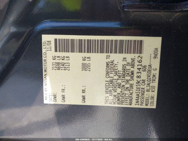 2009 NISSAN MAXIMA 1N4AA51E59C834162 Photo 8