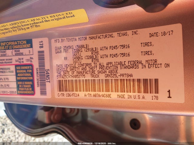 5TFAZ5CN7HX052775 Toyota Tacoma Sr5 V6