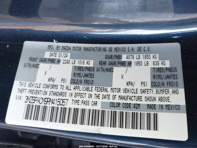 2024 MAZDA MAZDA3 3MZBPACM9RM415057 Photo 8