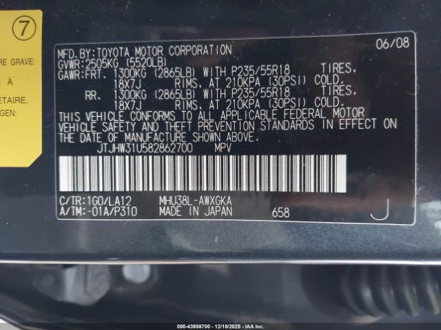 2008 LEXUS RX 400H JTJHW31U582862700 Photo 8