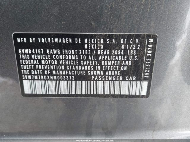 2022 VOLKSWAGEN JETTA 3VW7M7BUXNM003372 Photo 8