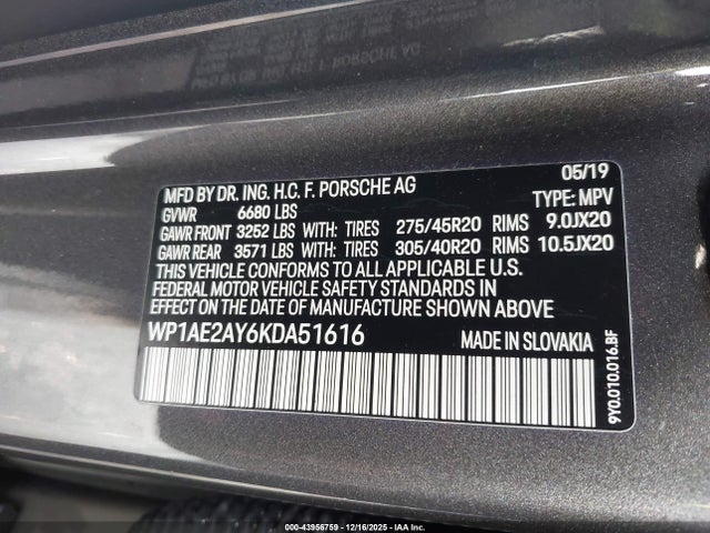 2019 PORSCHE CAYENNE E-HYBRID WP1AE2AY6KDA51616 Photo 8