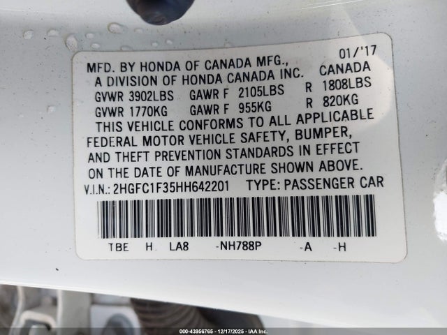 2HGFC1F35HH642201 Honda Civic Ex-t