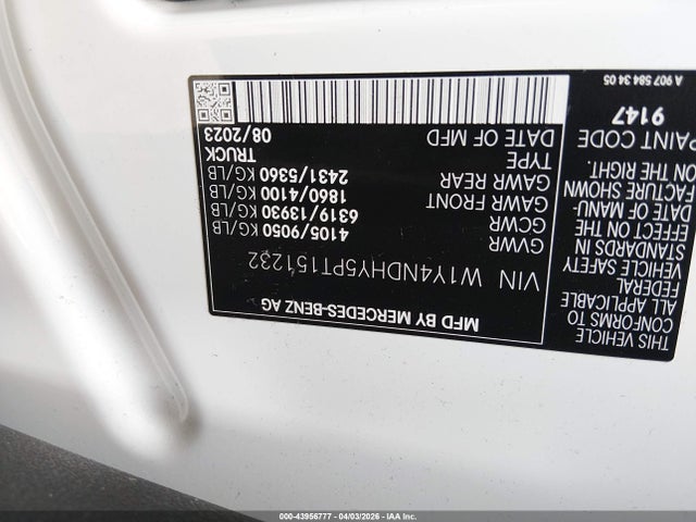 W1Y4NDHY5PT151232 Mercedes-Benz Sprinter 2500 High Roof 4-cyl Diesel Ho