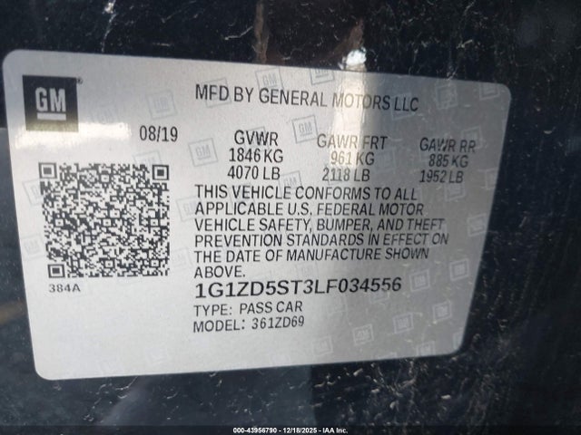 1G1ZD5ST3LF034556 Chevrolet Malibu Fwd Lt