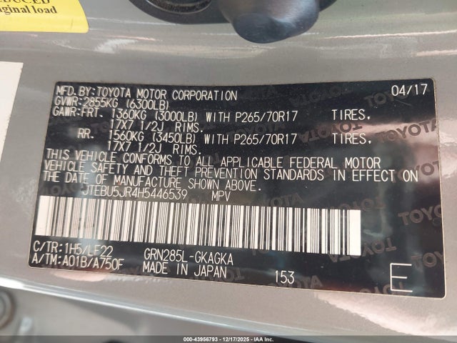 JTEBU5JR4H5446539 Toyota 4runner Trd Pro