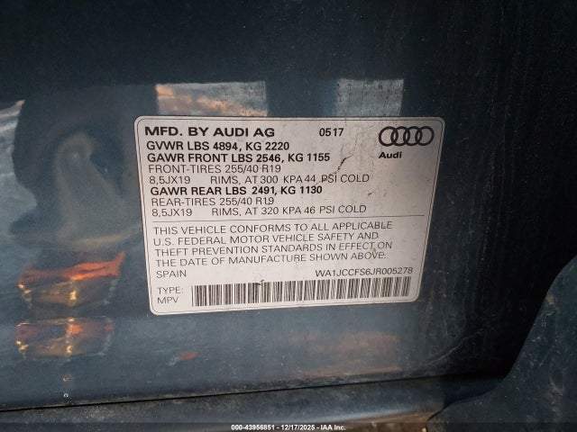 2018 AUDI Q3 WA1JCCFS6JR005278 Photo 8