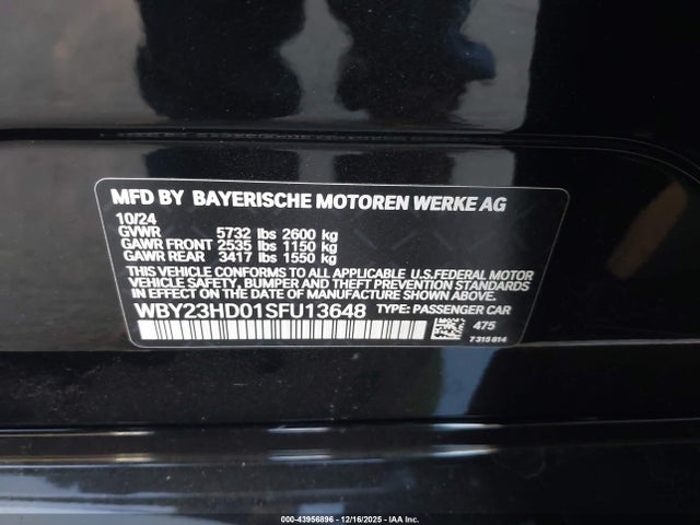 WBY23HD01SFU13648 BMW I4 Gran Coupe Edrive40