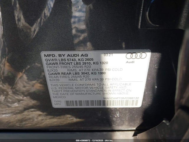 2021 AUDI SQ5 WA1C4AFY3M2069130 Photo 8