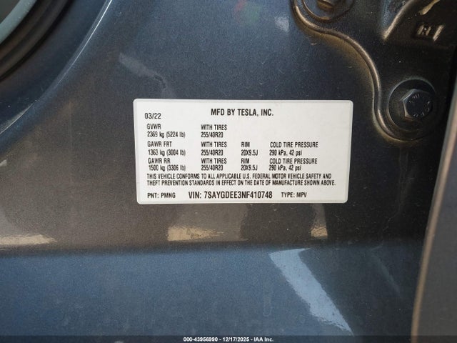 2022 TESLA MODEL Y 7SAYGDEE3NF410748 Photo 8