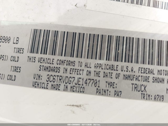 2018 RAM PROMASTER 2500 3C6TRVDG7JE147701 Photo 8