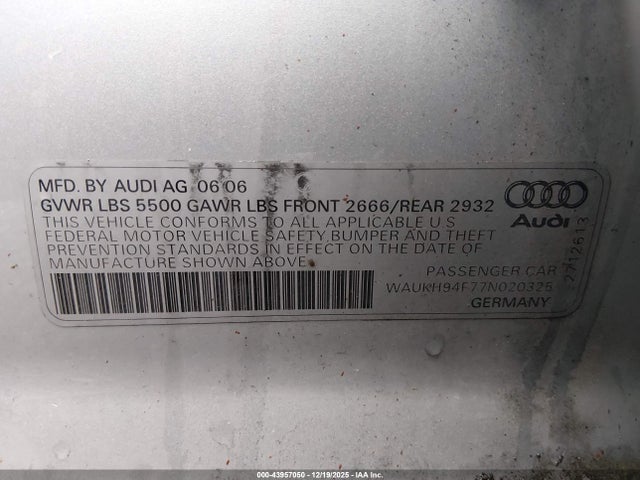 2007 AUDI A6 WAUKH94F77N020325 Photo 8