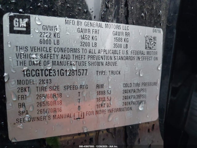 1GCGTCE31G1281577 Chevrolet Colorado Lt